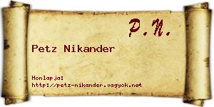 Petz Nikander névjegykártya
